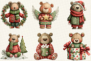 Christmas Teddy Bear Clipart, an Illustration by DreamCafeArt (Thumbnail 2 of 7)