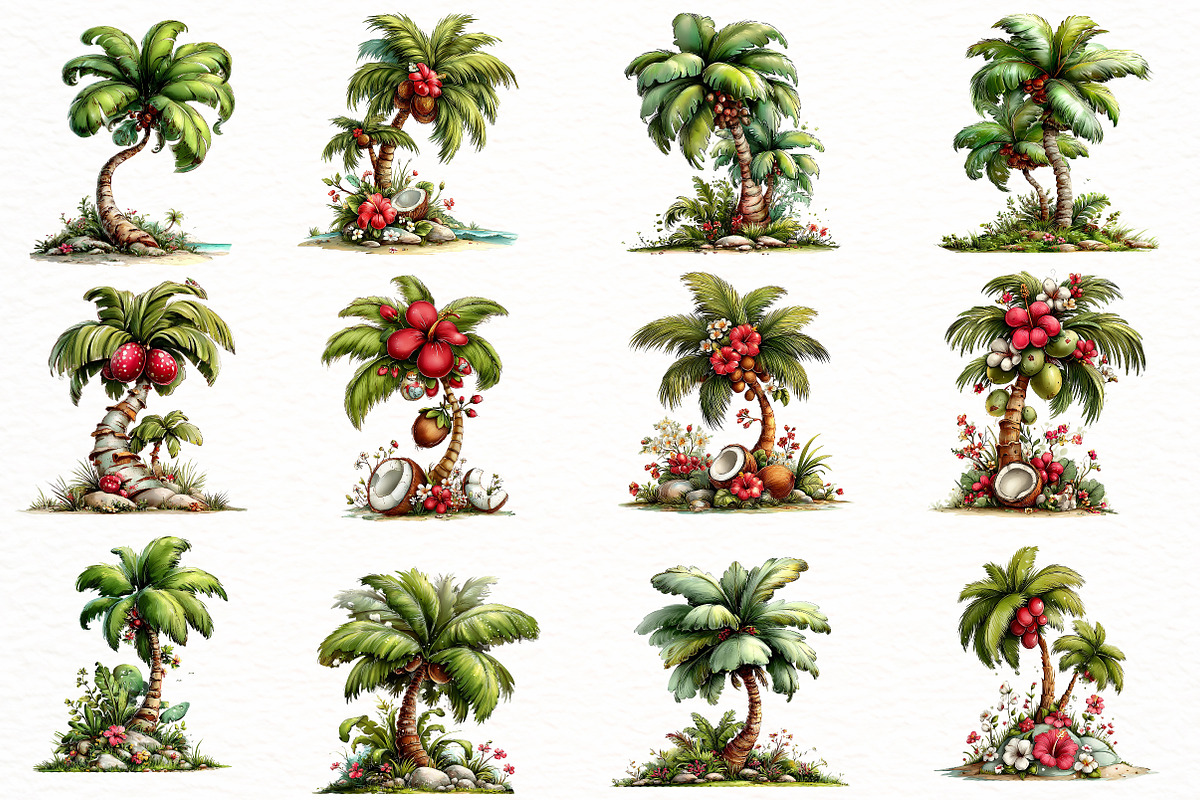 Whimsical summer palm tree clipart, an Illustration by Designworld (Photo 2 of 7)