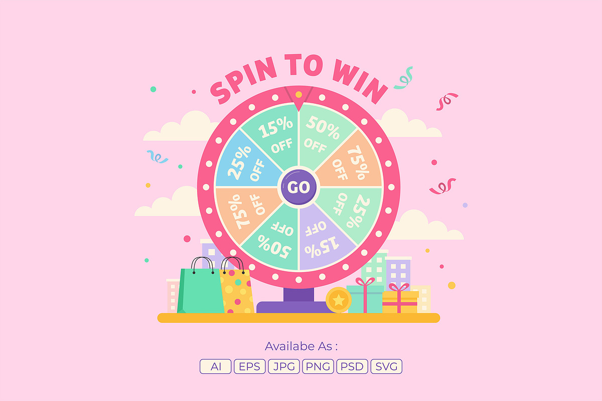 Lucky Spin to Win Illustration, an Object Illustration by Partikusi Design (Photo 1 of 3)
