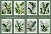 Tropical Leaves Illustration, a Decorative Illustration by Housui Patterns (Thumbnail 3 of 12)