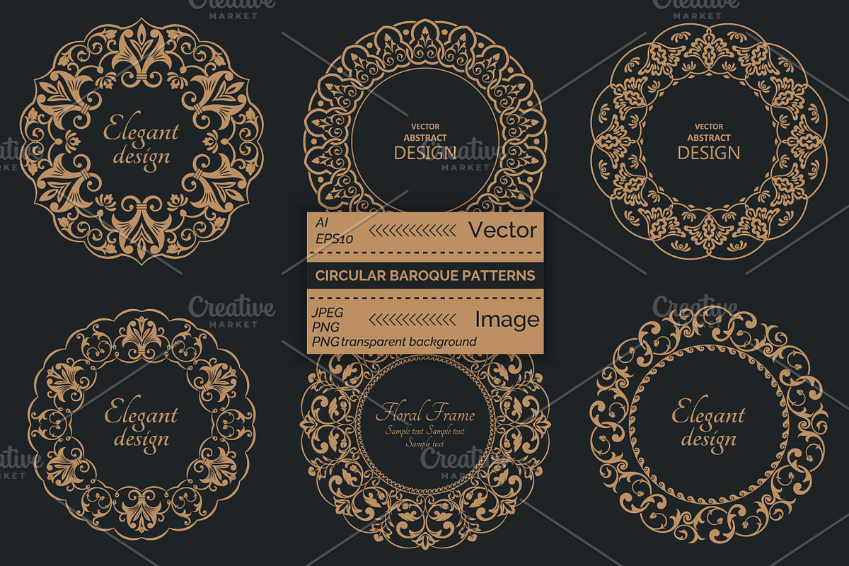 Baroque decorative circular frames, a Pattern Graphic by pattern shop