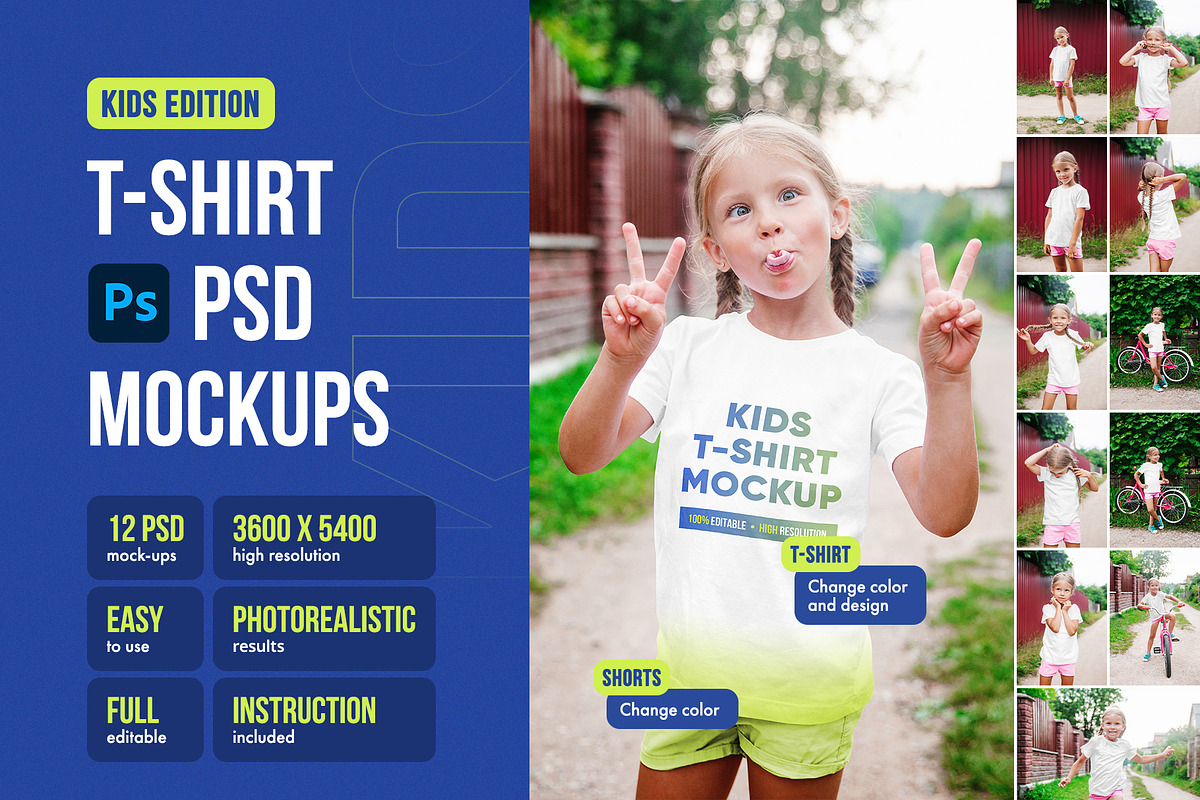 Kids Girl T-Shirt PSD Mockups Vol9, a Shirt Mockup by Hi, Mock-Up! (Photo 1 of 11)