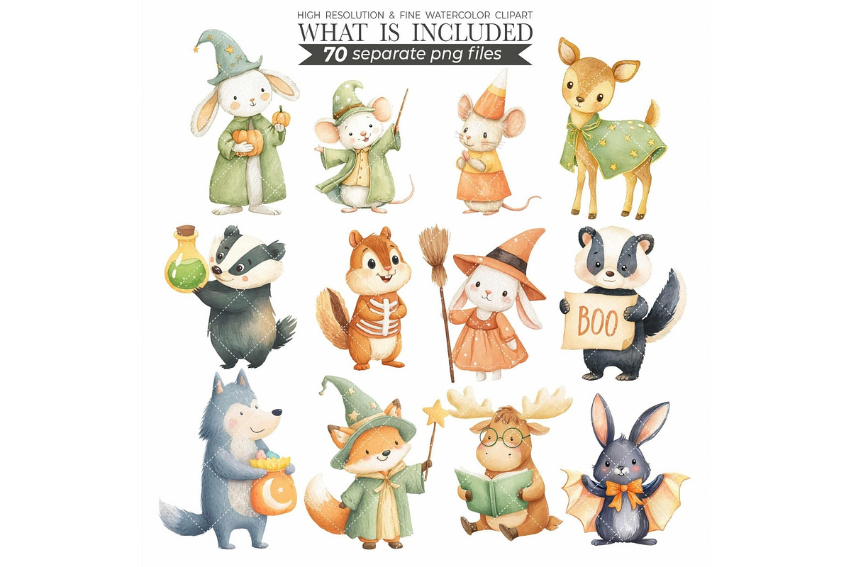 Woodland Halloween Clipart, an Illustration by CharmClipart (Photo 3 of 7)