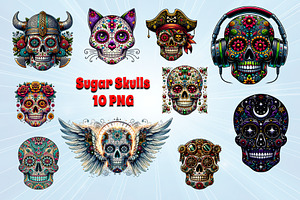 Sugar Skulls PNG Bundle