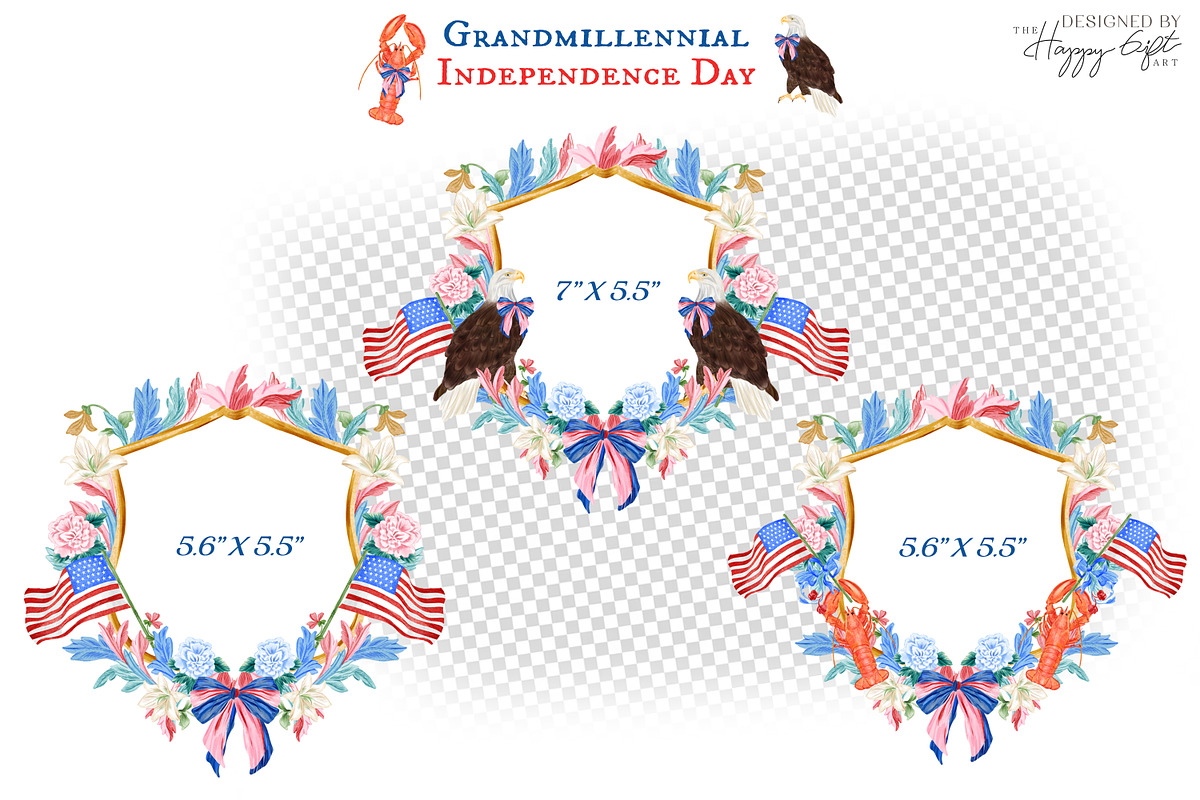 Grandmillennial Independence Day, a Decorative Illustration by TheHappyGiftArt (Photo 7 of 21)