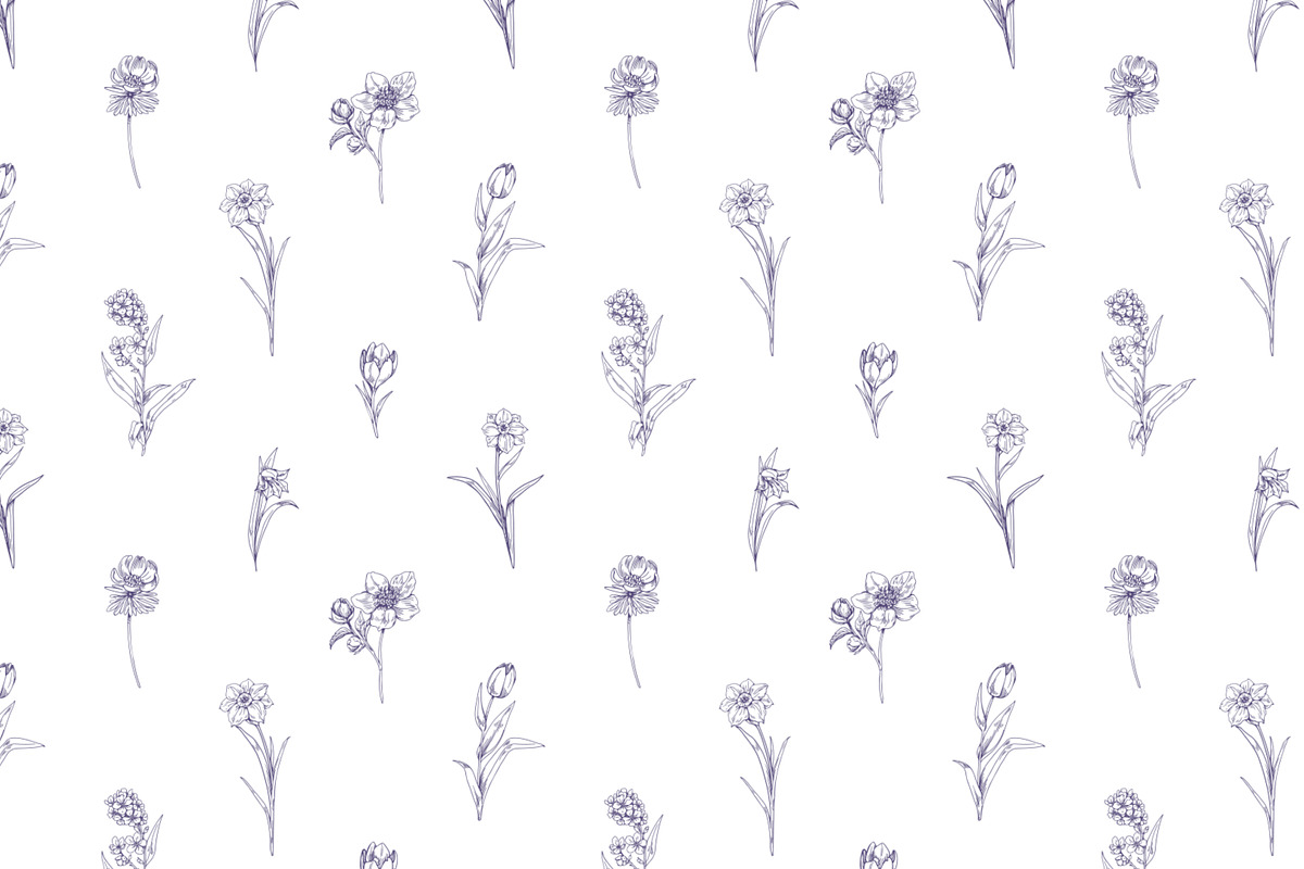 Engraved flowers seamless patterns, a Pattern Graphic by Good Studio (Photo 2 of 6)