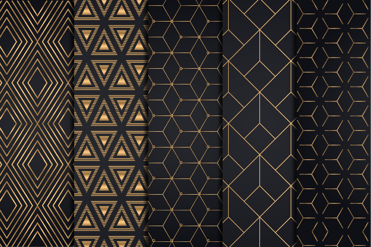 Golden Geometric Backgrounds, a Pattern Graphic by CreativesCastle (Photo 1 of 6)
