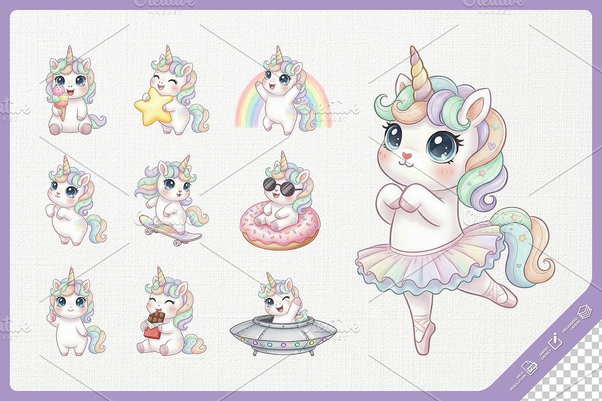 Sweet Unicorn Charming Cartoon, an Animal Illustration by Gohsantosa (Photo 2 of 4)
