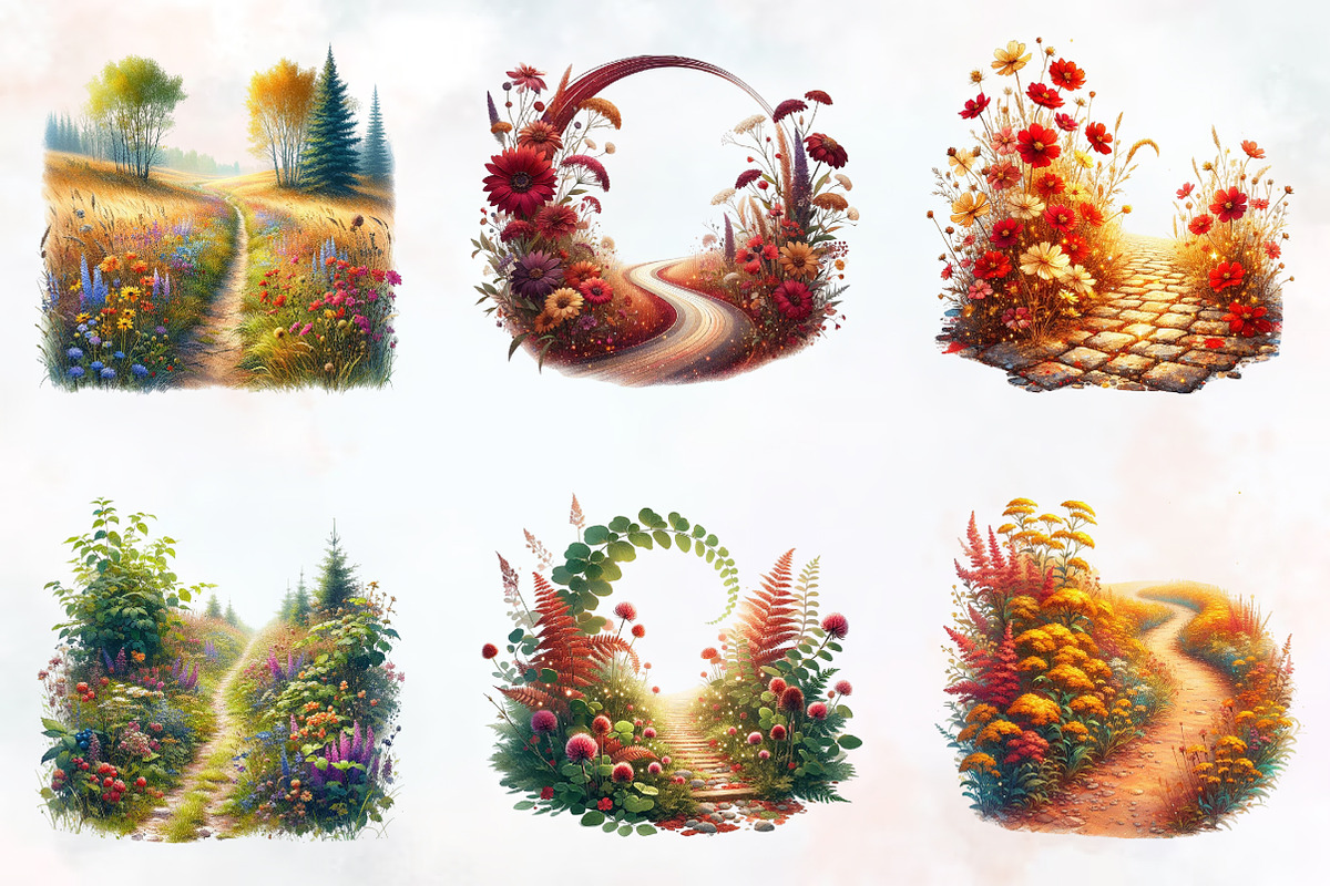 Fall Wildflowers Pathway Clipart, an Illustration by RobertsArt (Photo 5 of 6)