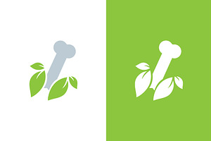 Human bone and leaf logo combination, an Illustration by GraphiShop