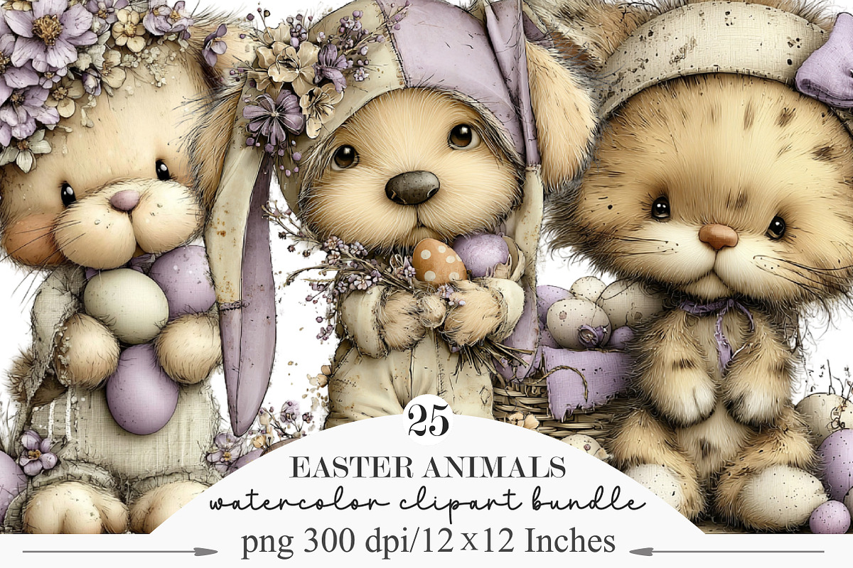 Whimsical Easter Animal Clipart, an Illustration by Designking (Photo 1 of 5)
