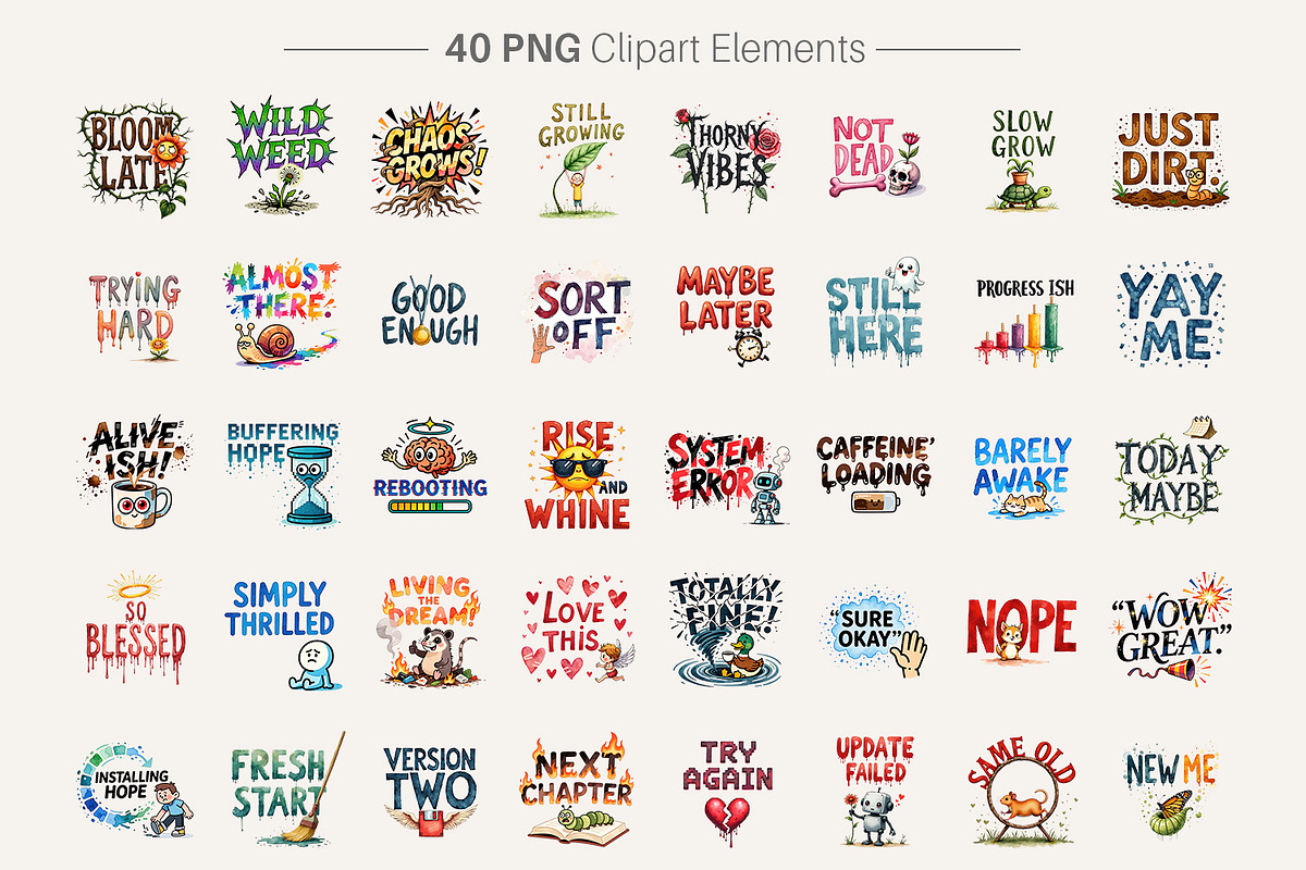 Sarcastic Watercolor Quote Clipart, an Illustration by Artnoy (Photo 2 of 8)