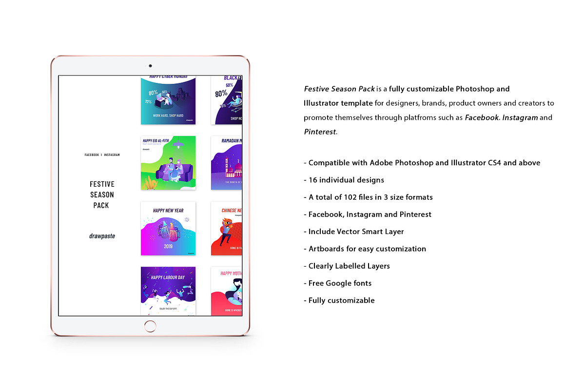 Festive Season Pack, a Social Media Template by Drawpaste (Photo 2 of 14)