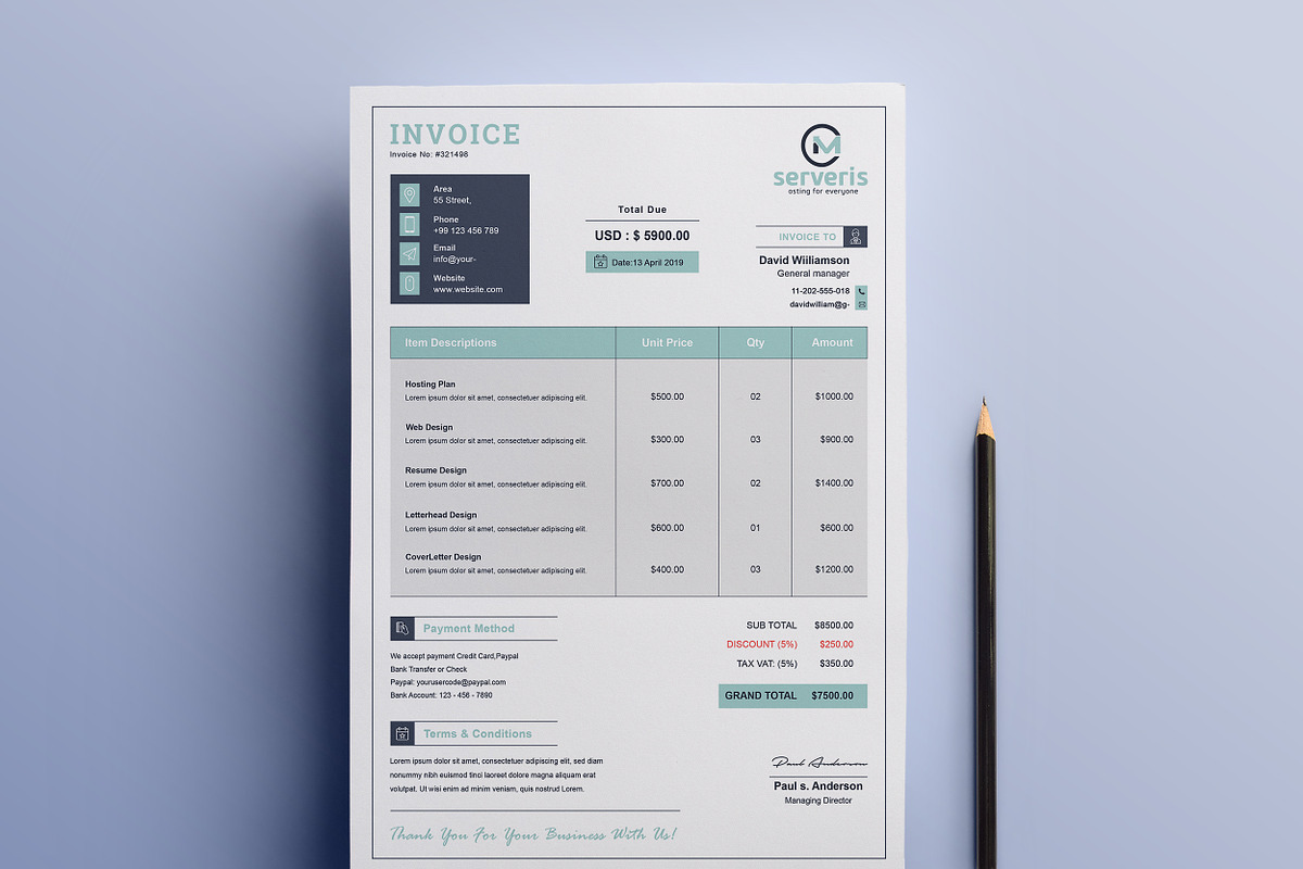 Editable Invoice Template in MS Excel | Creative Market