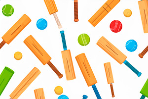 Cricket sports illustration multicolored random motif pattern, a Pattern Graphic by DanFLCreativo