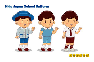 Kids Japan School Uniform Vector #07, a Person Illustration by MEDZ