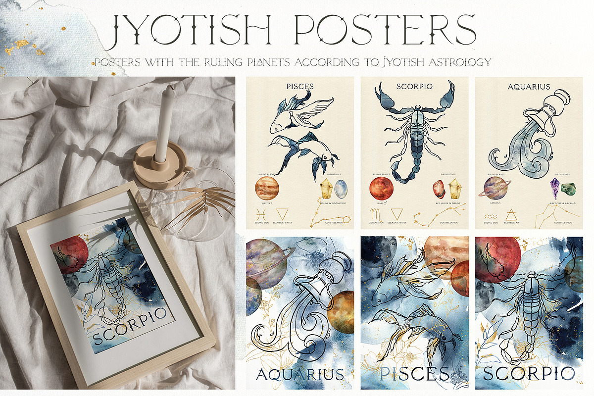 ASTROLOGY watercolor zodiac signs, a Decorative Illustration by Yuliya Derbisheva (Photo 16 of 17)