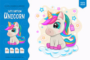 Cartoon little Unicorn. Tshirt, PNG., an Animal Illustration by KENO Mascots (Thumbnail 1 of 4)