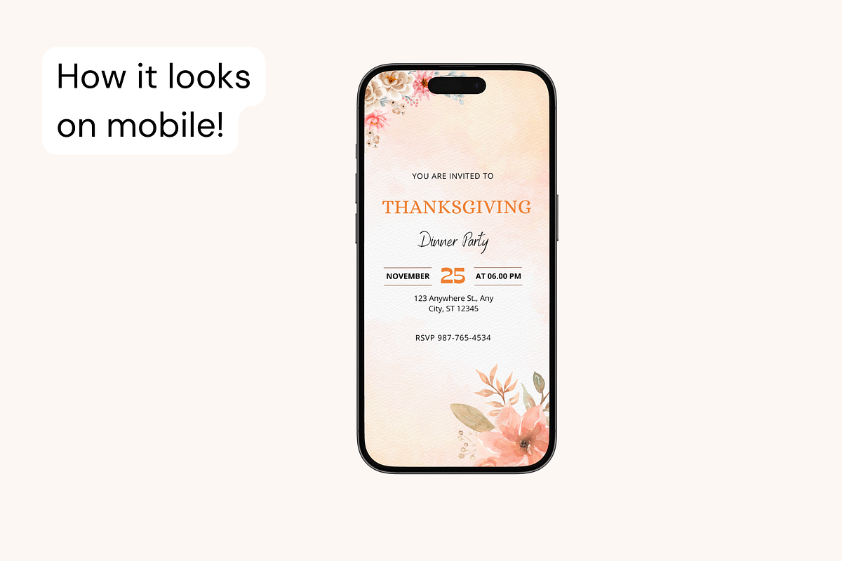 Thanksgiving Mobile Invitation, an Invitation Template by Adored Templates (Photo 2 of 11)