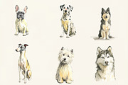 Watercolor Dogs Clipart, an Illustration by DreamCafeArt (Thumbnail 3 of 6)
