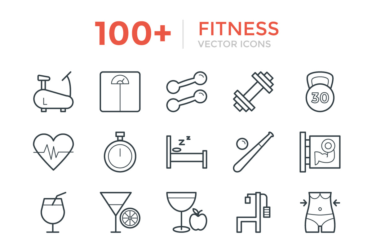 100+ Fitness Vector Icons, an Outline Icon by Vectors Market (Photo 1 of 3)