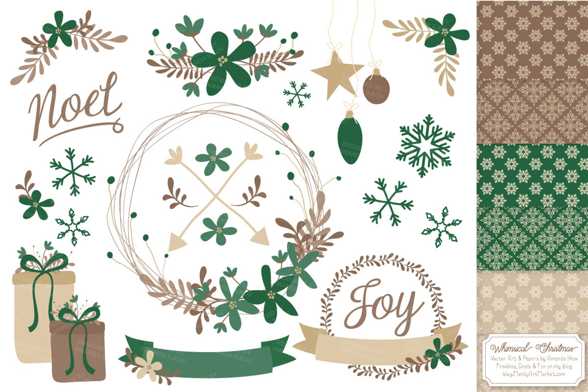 Emerald Christmas Wreath Clipart, an Illustration by Amanda Ilkov (Photo 1 of 5)