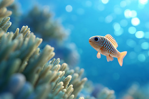 Colorful tropical fish swims near, an Animal Photo by MistyDay