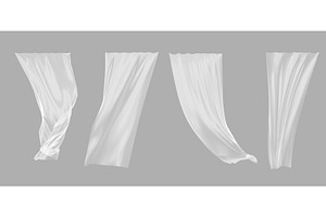 White Window Curtains, 3d Render