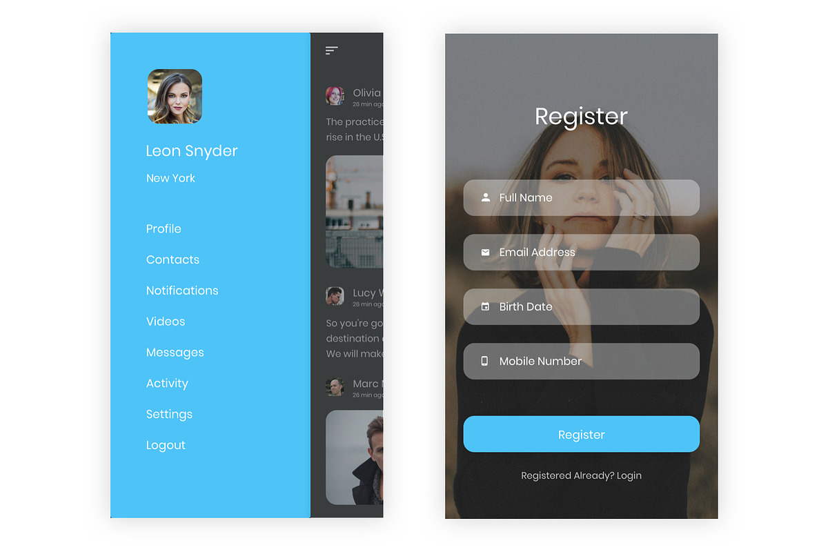 Konnect - Social Media Sketch App, an UI Kit Template by themelove (Photo 3 of 9)