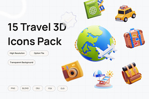Travel 3D Icons, a 3D by graficonstuff