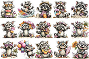 Whimsical Summer Raccoon Clipart, an Illustration by OK Design (Thumbnail 3 of 6)