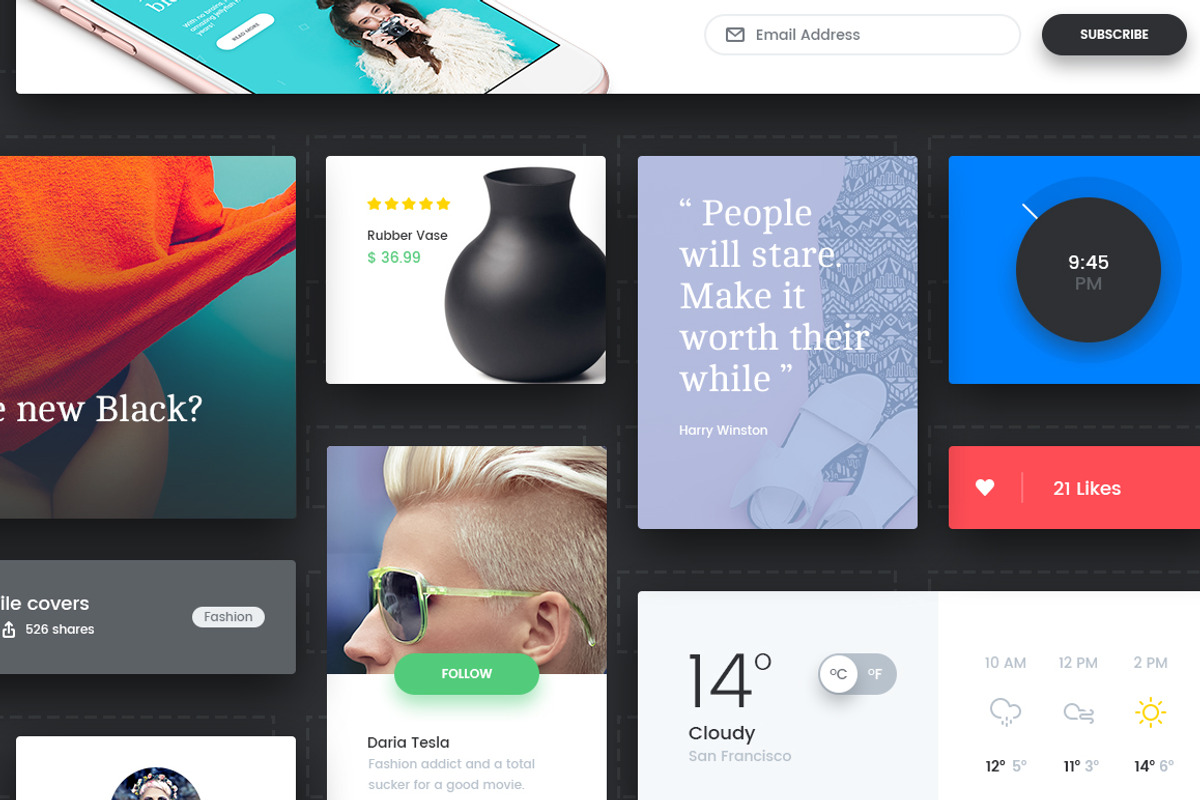 Vivid - Soft Material UI Kit Pack 1, an UI Kit Template by The UI Shop (Photo 2 of 10)