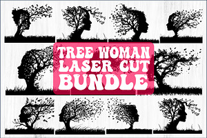 Tree Woman Laser Cut Bundle, a Graphic by Creativeshirt