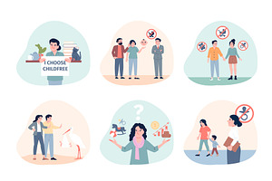 Childfree characters. Men women want, a Person Illustration by LadadikArt