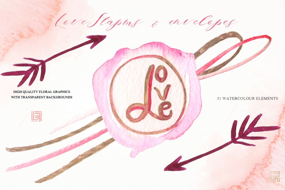Love stamps, envelopes, a Texture Illustration by LABFcreations (Photo 6 of 7)