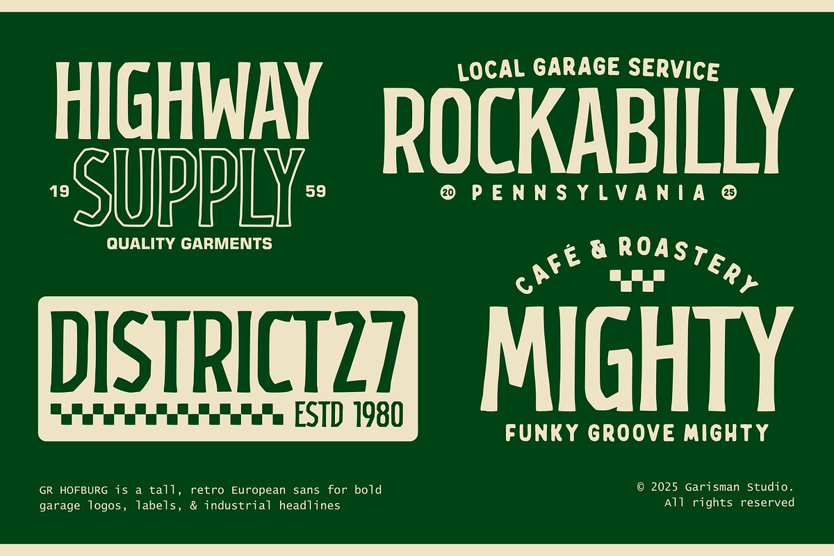 GR HOFBURG – Retro Industrial, a Sans Serif Font by Garisman Std (Photo 9 of 11)