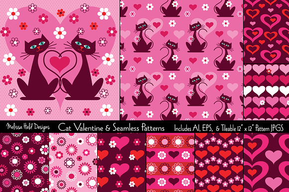 Cat Valentine & Seamless Patterns preview 8
