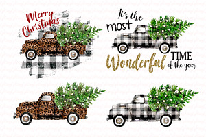 Christmas truck. Leopard print