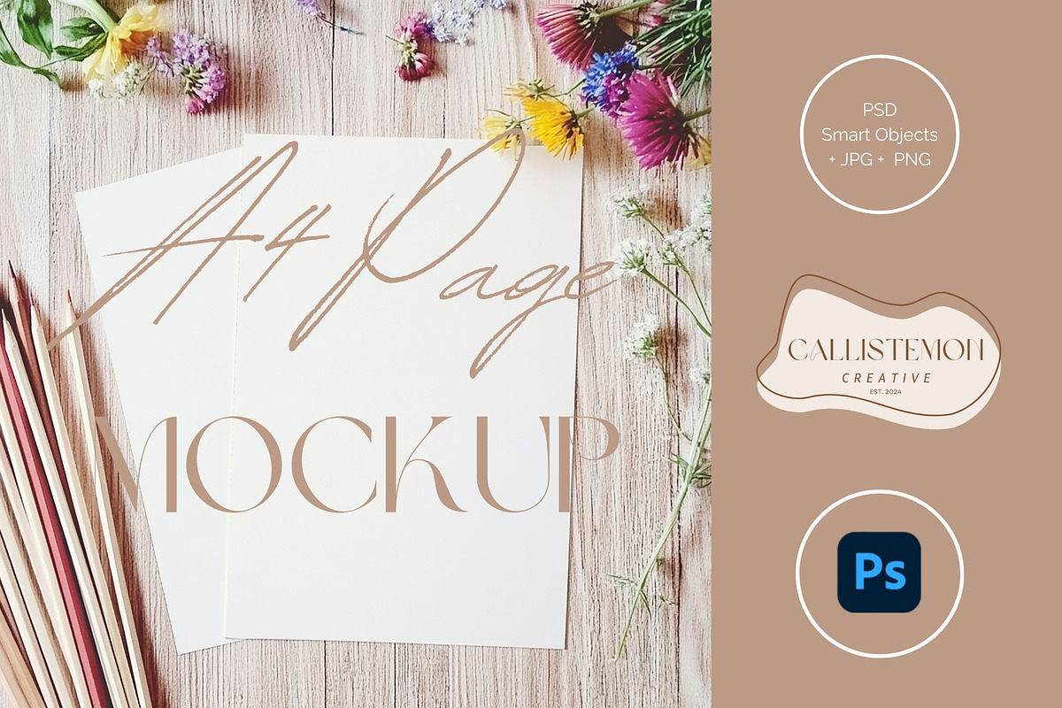 Two A4 Page Mockup Pencils PA-WI-02, a Books & Magazine Mockup by Callistemon Creative (Photo 1 of 7)