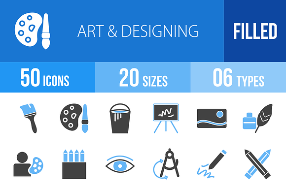 50 Art Designing Blueblack Icons