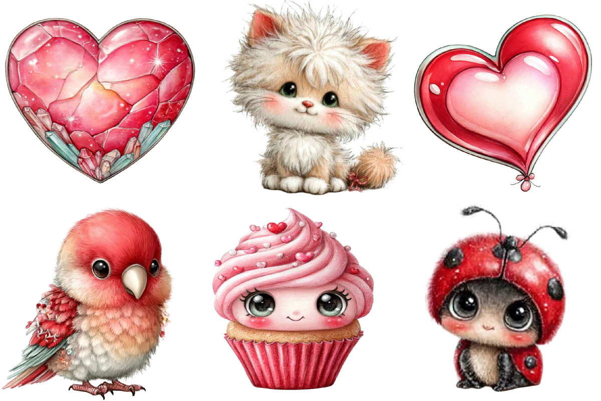 Whimsical Valentine Clipart PNG, a Seasonal Illustration by SVGArt (Photo 4 of 5)