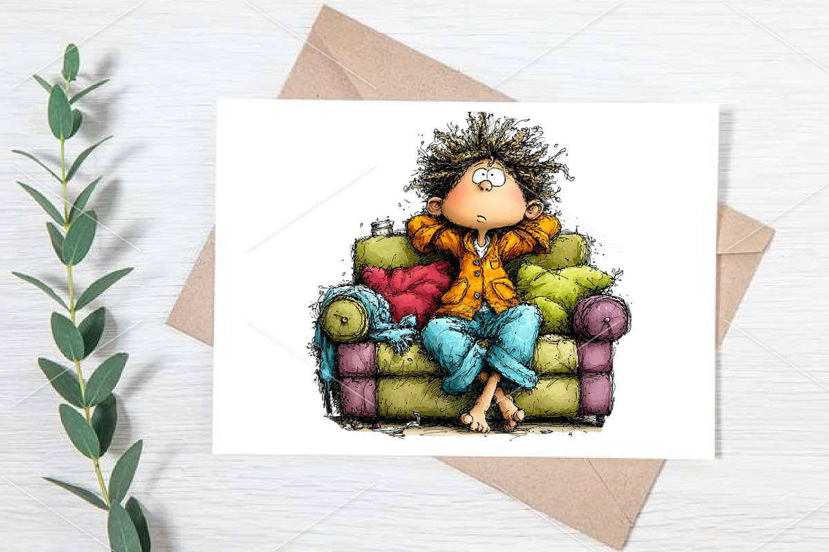 Quirky Lazy Child Clipart Bundle, an Illustration by Canvas Craft (Photo 7 of 7)