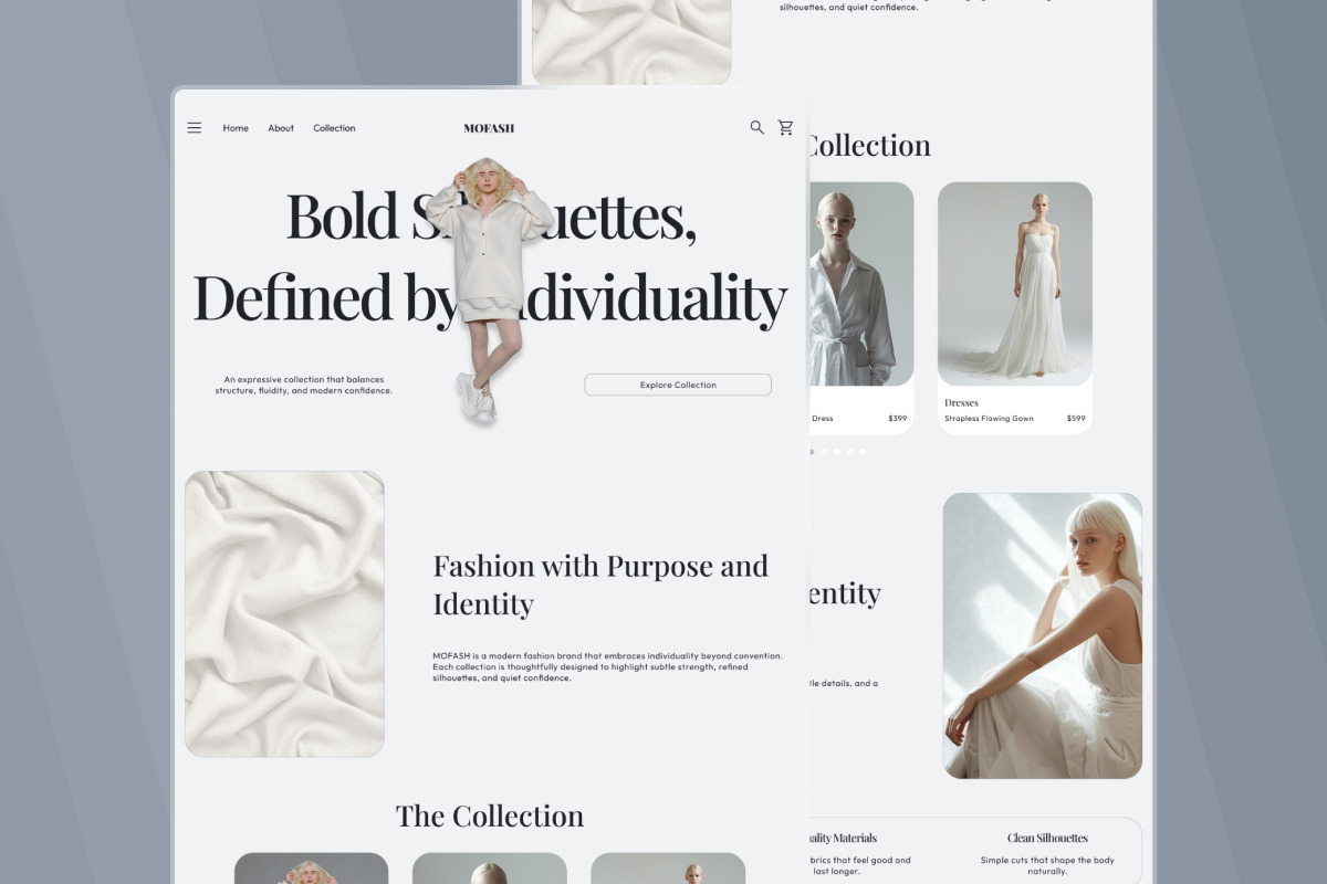 Mofash – Modern Fashion Landing Page, a Landing Page Template by trabaskriya (Photo 3 of 5)