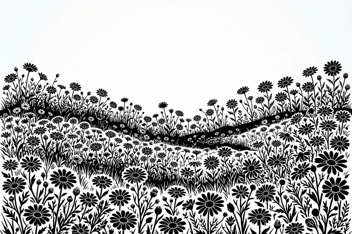 60 Daisy Flower Field Silhouette, a Seasonal Illustration by Amazin_art (Photo 23 of 28)