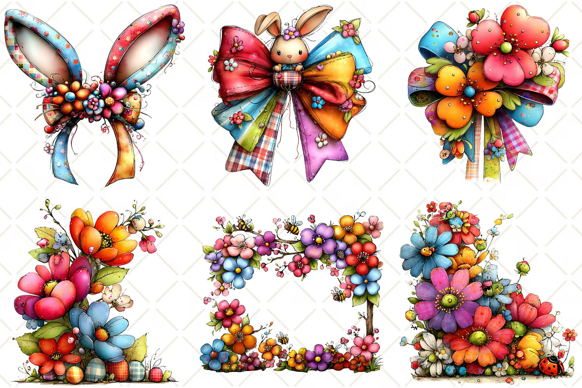 Whimsical Spring Gingham Clipart, an Illustration by Black Bird Studio (Photo 4 of 5)