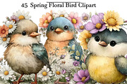 Spring Floral Bird Clipart, an Illustration by DreamArtGraphic (Thumbnail 1 of 4)
