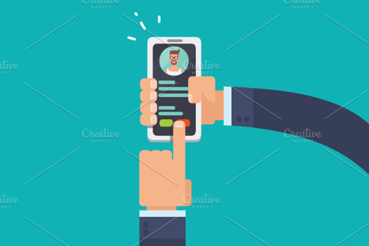 Hands calling from smartphone, an Illustration by 4pixel