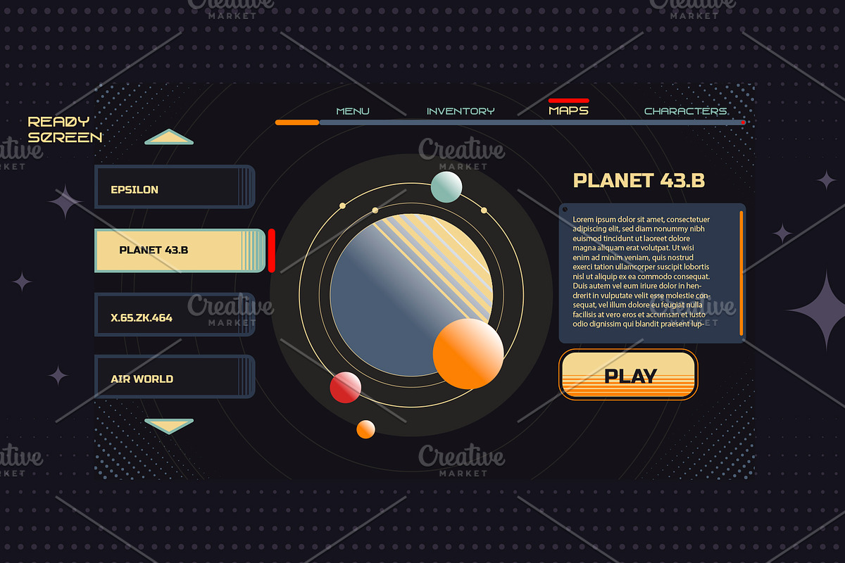 Retro Space UI. Set of 100 elements, an Object Graphic by Olga Ryzychenko (Photo 8 of 10)