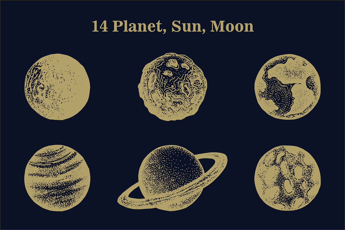 Hand drawn Space - Star Moon Sun, an Illustration by Artolabs (Photo 2 of 14)