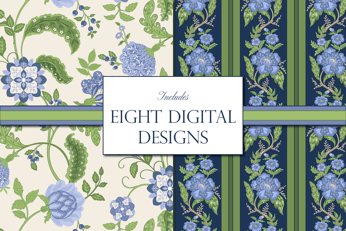Blue and Green Boho Indian Patterns, a Pattern Graphic by RachelStudio (Photo 2 of 10)